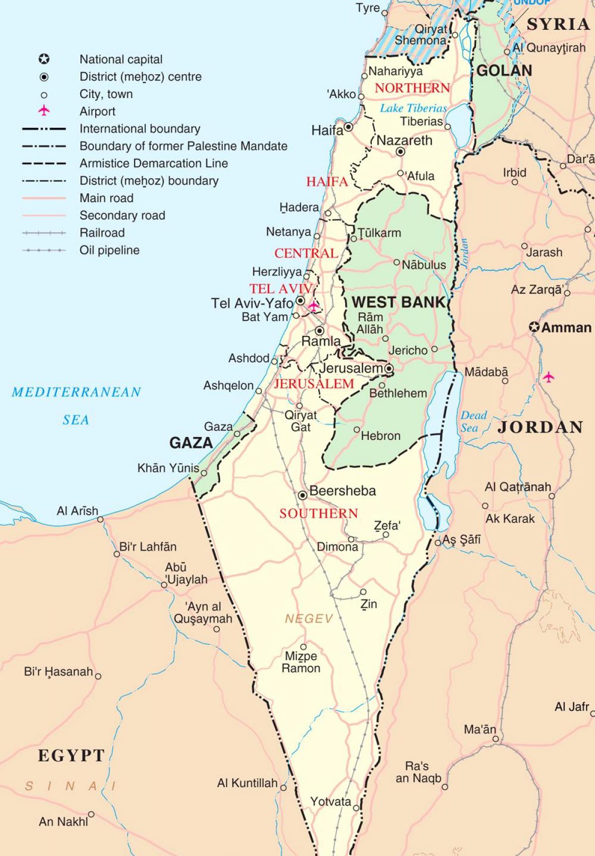 地图上的以色列旅游